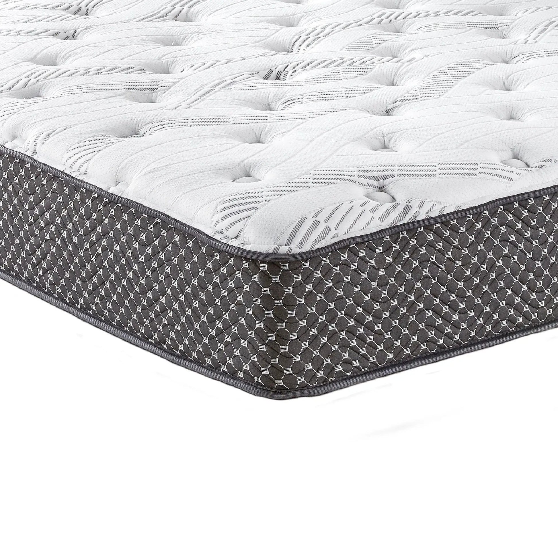 10-inch quilted hybrid mattress tufted white fabric with dark border Unique Piece Furniture on Tampa Home & Garden Store