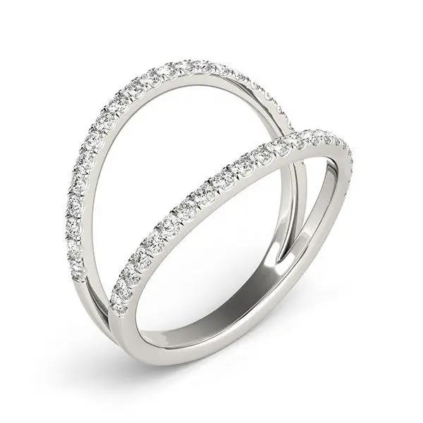 14k White Gold Diamond Split-Band Ring with pavé diamonds on twin bands, Bids.com on Tampa Home & Garden Store