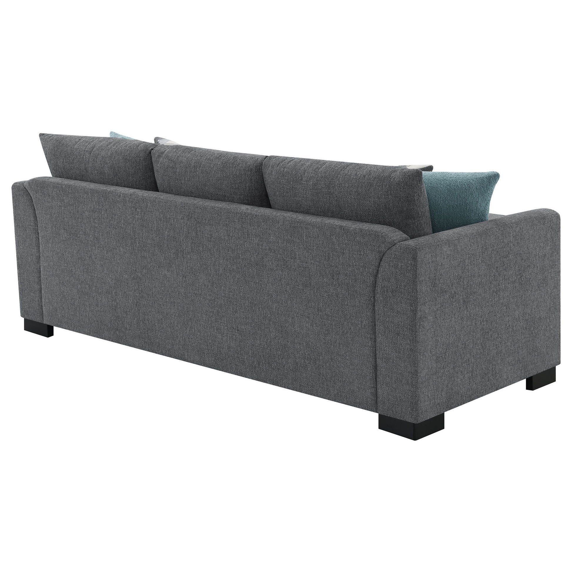 Pacheco Sleeper Sectional Chaise Sofa dark gray fabric with teal cushions HouseOfZazla on Tampa Home & Garden Store