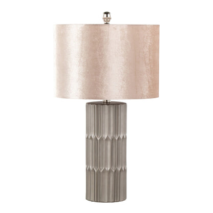 Tania contemporary table lamp champagne shade with ribbed gray base by HouseOfZazla on Tampa Home & Garden Store