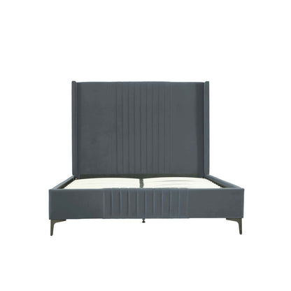 Promenade upholstered bed with gray fabric headboard and slatted base, HouseOfZazla on Tampa Home & Garden Store