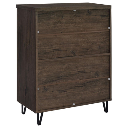 Clackamas 2-Door Cabinet with Adjustable Shelves by HouseOfZazla dark wood finish metal legs on Tampa Home & Garden Store