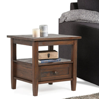 Warm Shaker handcrafted coffee table in dark wood with two candles on the table top on Tampa Home & Garden Store