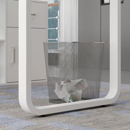 55.1" W : L-Shaped White Finish 1-Drawer Wooden Commercial Writing Desk with Open Shelves and Eco-Friendly Paint Finish - Tampa Home & Garden Store