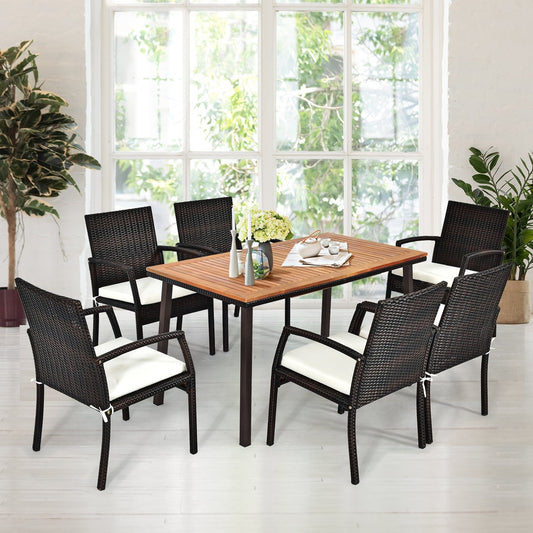 55 Inch Patio Acacia Dining Table with Umbrella Hole - Tampa Home & Garden Store