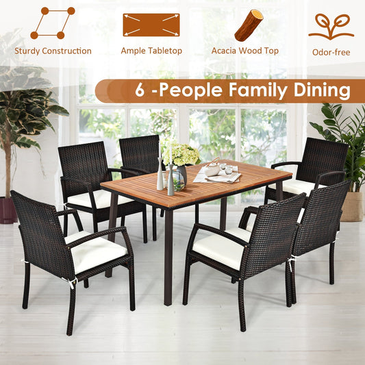 55 Inch Patio Acacia Dining Table with Umbrella Hole - Tampa Home & Garden Store