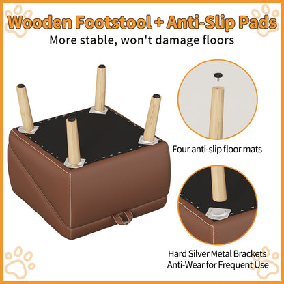 Dog Stairs for Small Dogs and Cats foldable wooden pet ramp with four legs and anti-slip pads on Tampa Home & Garden Store