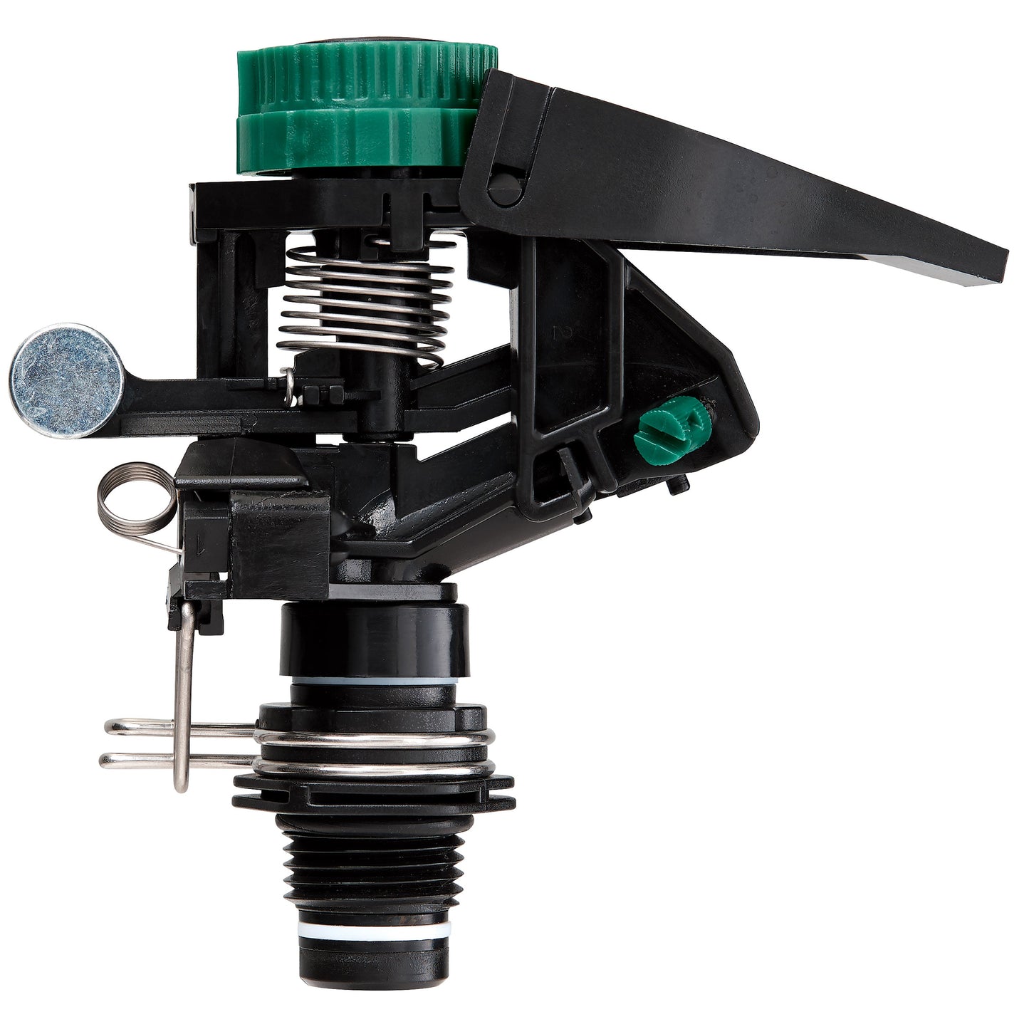 Orbit Irrigation 1/2-in MPT impact sprinkler head with weighted arm; green top, black body on Tampa Home & Garden Store