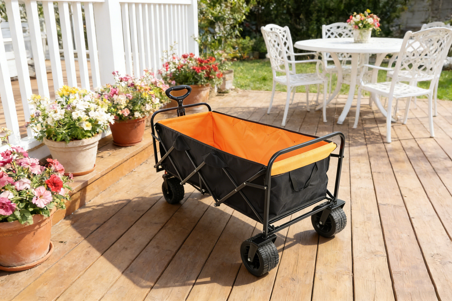 Big Capacity Folding Wagon Cart Extender black orange interior outdoor wagon HouseOfZazla on Tampa Home & Garden Store