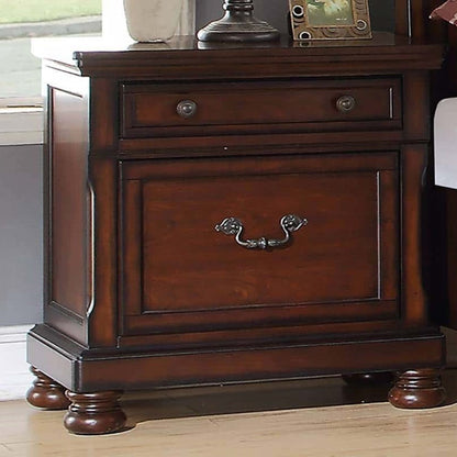 3 Piece Bedroom Set Bed with 2 Nightstands in dark wood with metal hardware by HouseOfZazla on Tampa Home & Garden Store