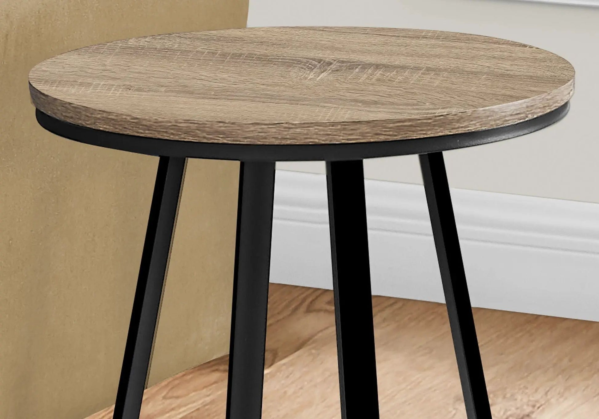 Round wood-top side accent table with black legs by Unique Piece Furniture on Tampa Home & Garden Store