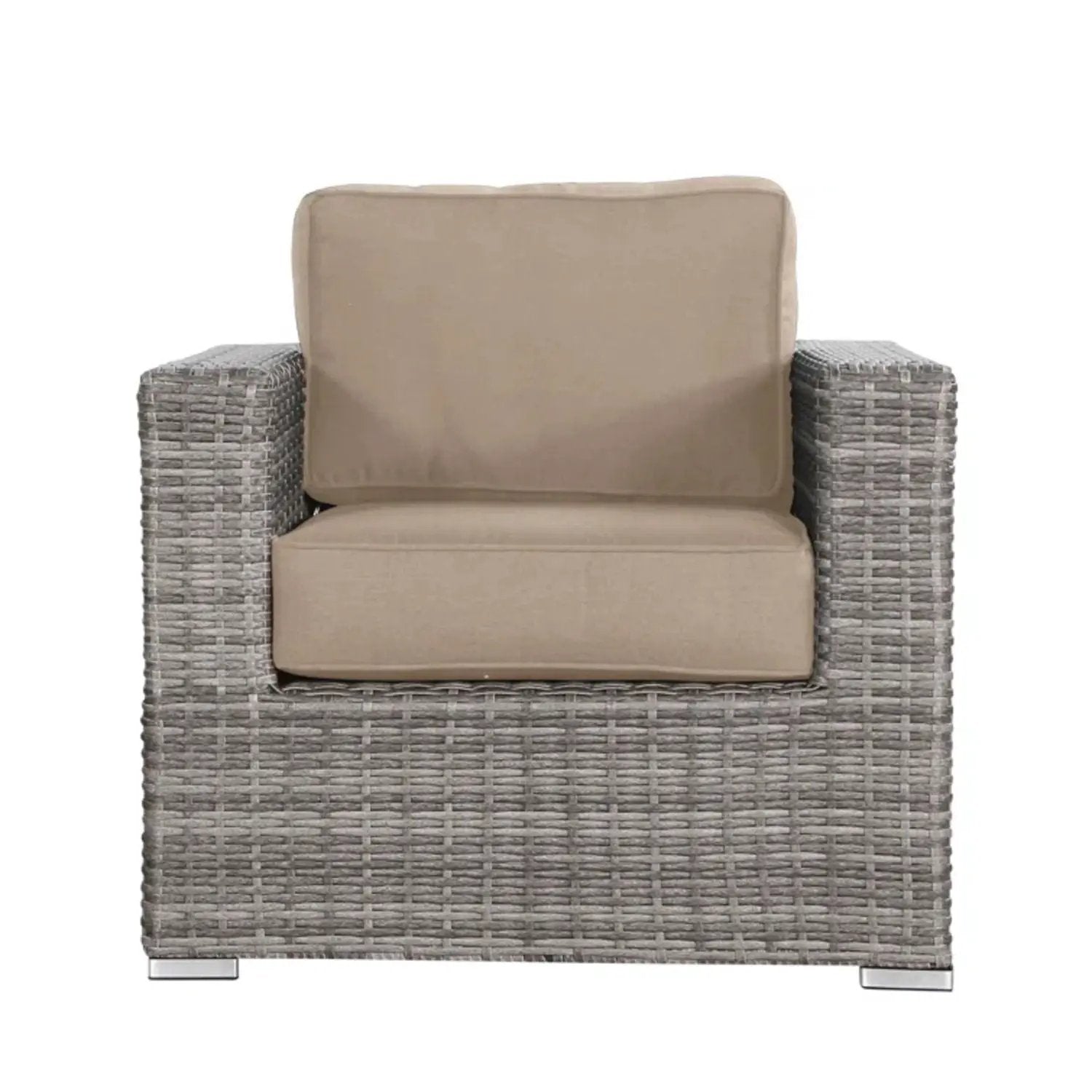 Patio Chair With Cushions beige cushions, gray wicker Unique Piece Furniture on Tampa Home & Garden Store