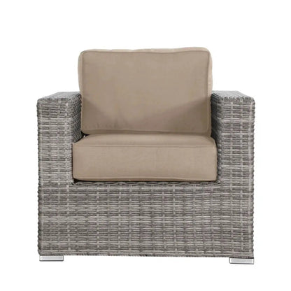 Patio Chair With Cushions beige cushions, gray wicker Unique Piece Furniture on Tampa Home & Garden Store