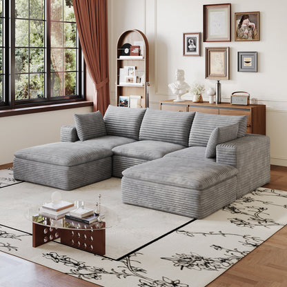 Grey Modular Cloud Sofa With Corduroy Cushions