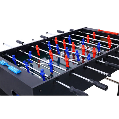 Hurricane foosball table, black cabinet, silver rods, red and blue players on Tampa Home & Garden Store