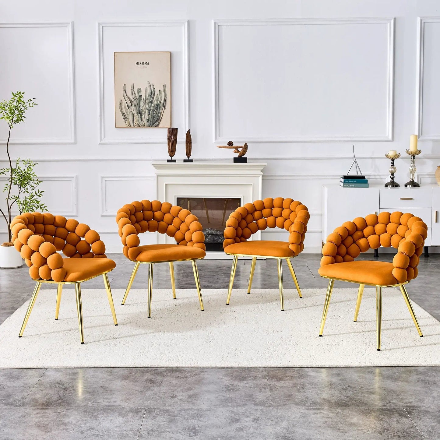 Puffy Bubble Ball Chain Dining Chairs Set of 2