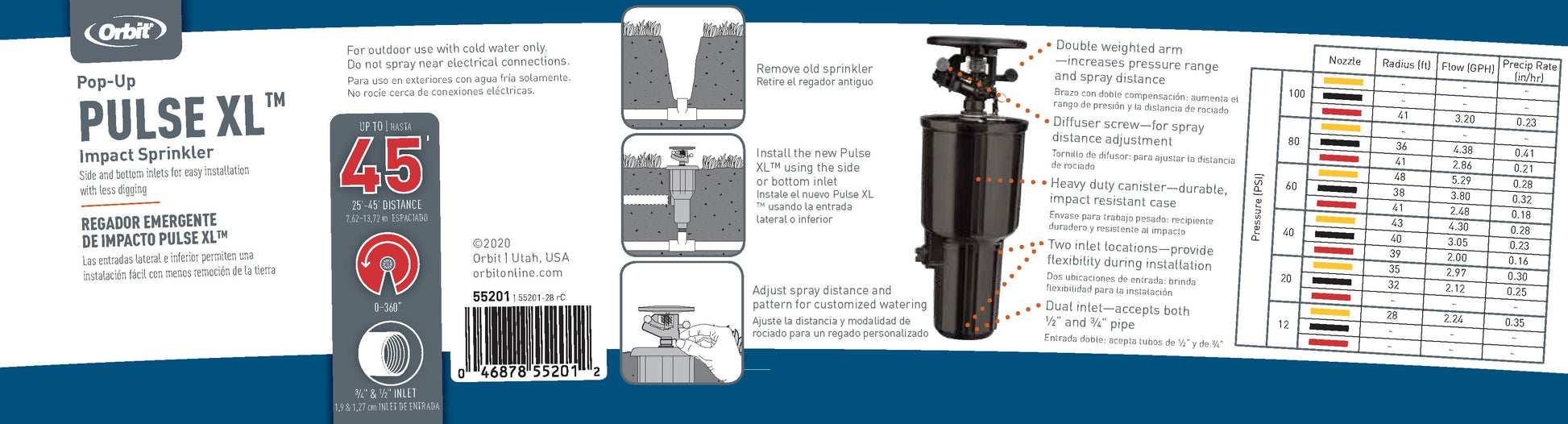 Pulse XL Pop-Up Impact Rotor Sprinkler canister Orbit Irrigation for underground irrigation on Tampa Home & Garden Store