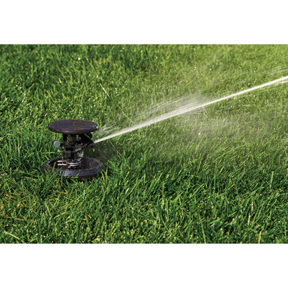Orbit Pulse XL Pop-Up Impact Rotor Sprinkler in Canister spraying lawn irrigation on Tampa Home & Garden Store