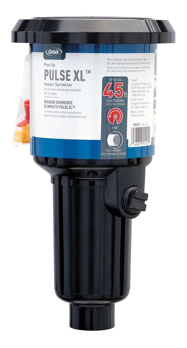 Pulse XL Pop-Up Impact Rotor Sprinkler in black canister by Orbit Irrigation on Tampa Home & Garden Store