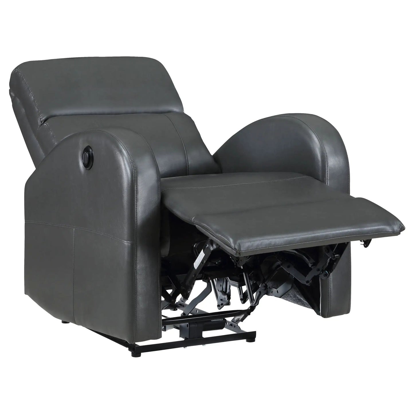 Meglia power recliner chair by Unique Piece Furniture in gray leather with footrest on Tampa Home & Garden Store