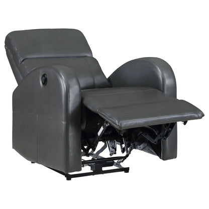 Meglia power recliner chair by Unique Piece Furniture in gray leather with footrest on Tampa Home & Garden Store