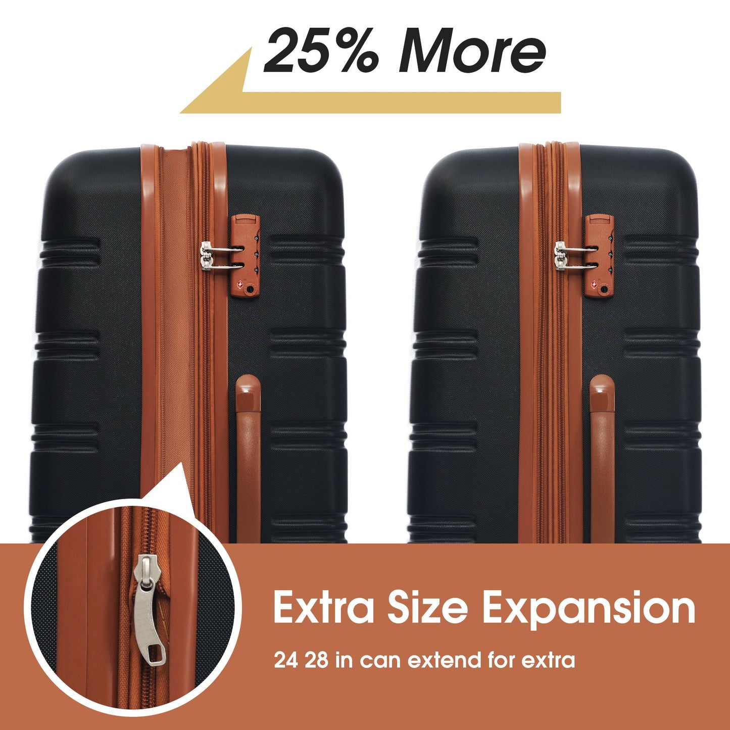 HouseOfZazla 2-piece hardshell luggage set with brown straps, 20in & 28in TSA locks on Tampa Home & Garden Store