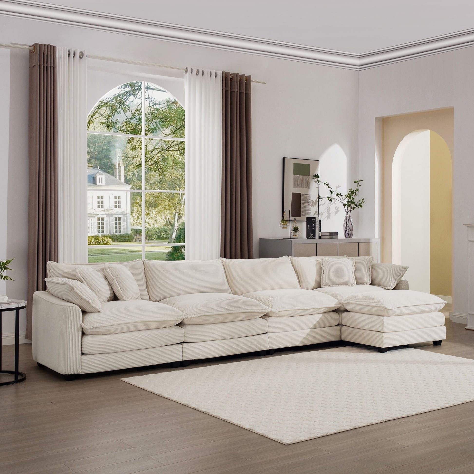 Modern Oversized Modular Cushion Sofa With Ottoman by HouseOfZazla cream sofa 2 piece set on Tampa Home & Garden Store