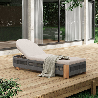 Grey Acacia Chaise Lounge and Adjustable Back