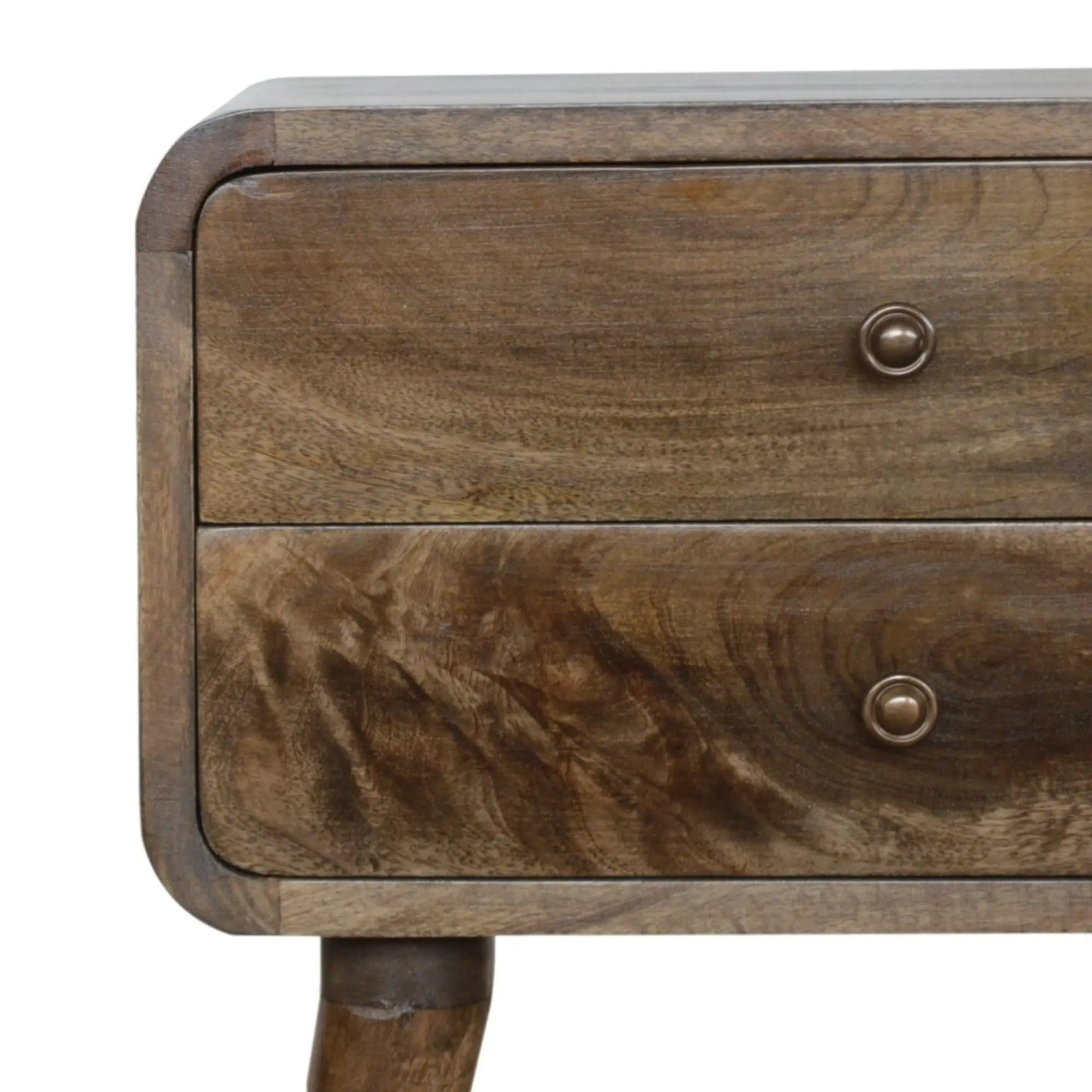Curved Nightstand Table in Solid Mango Wood