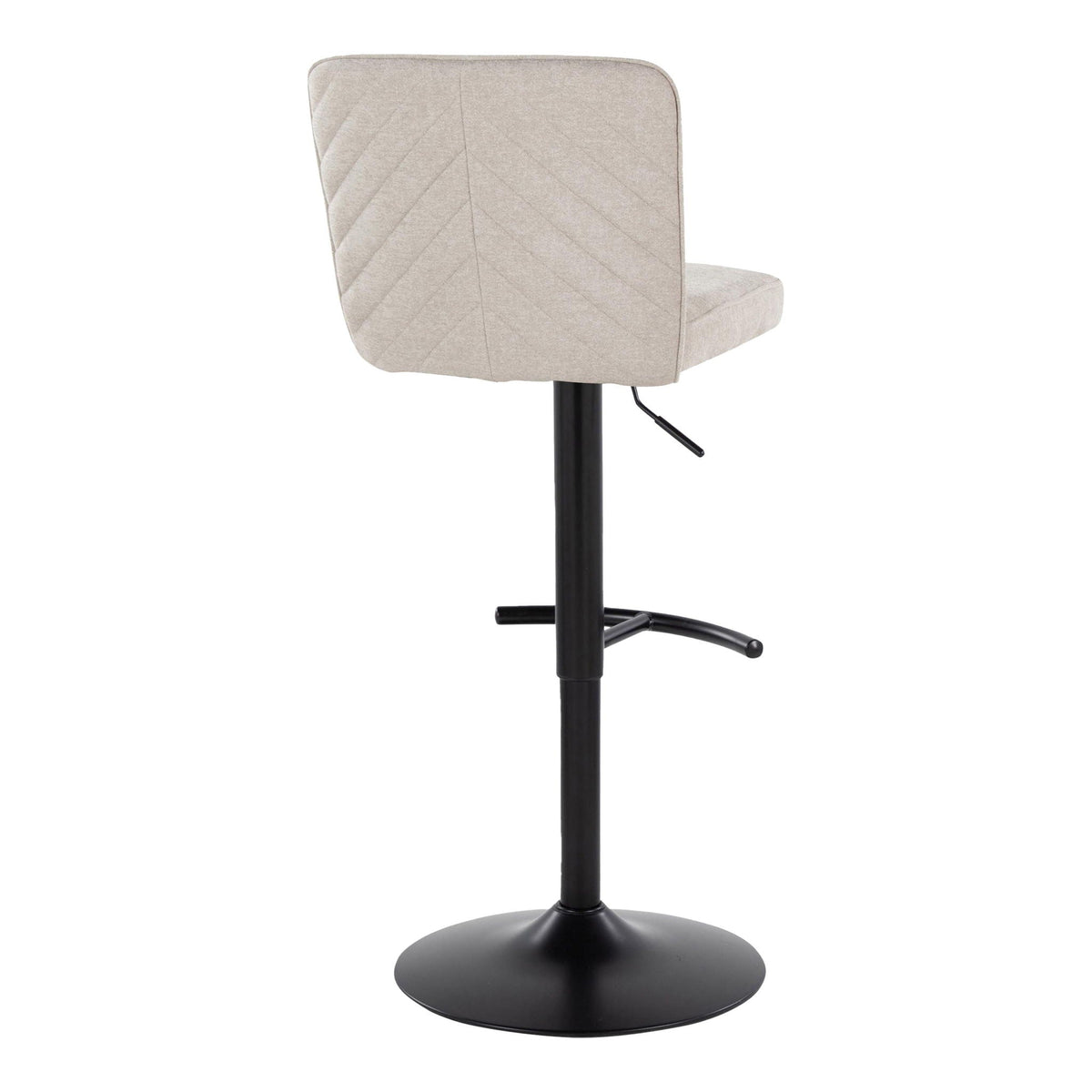HouseOfZazla beige adjustable barstool with swivel, rounded T-footrest on black pedestal base on Tampa Home & Garden Store
