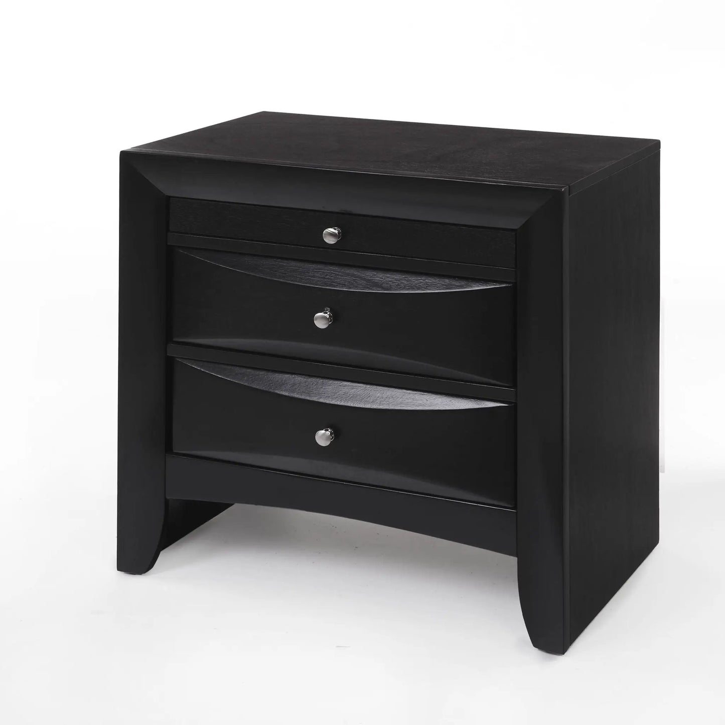 Ireland - Elegant Design Nightstand by Unique Piece Furniture in black wood with silver knobs on Tampa Home & Garden Store