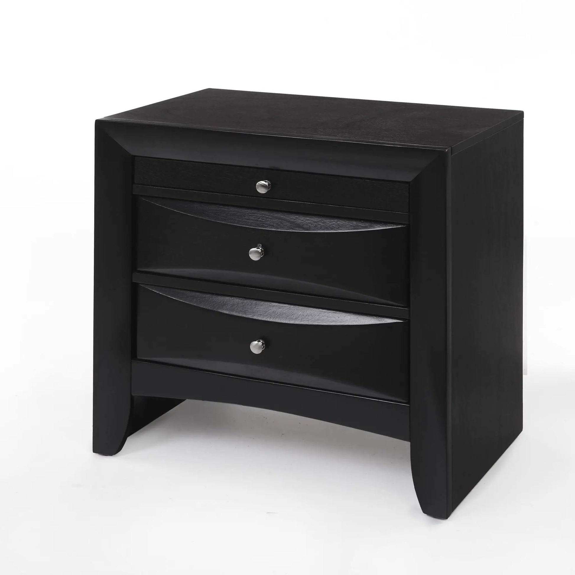 Ireland - Elegant Design Nightstand by Unique Piece Furniture in black wood with silver knobs on Tampa Home & Garden Store
