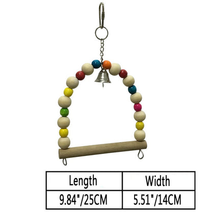 Parrot nibble toy with colorful bead arch and wooden perch bell, Sell My Stuff bird toy on Tampa Home & Garden Store