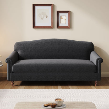Loveseat sofa 2-seater with rolled arms in dark charcoal fabric by HouseOfZazla on Tampa Home & Garden Store
