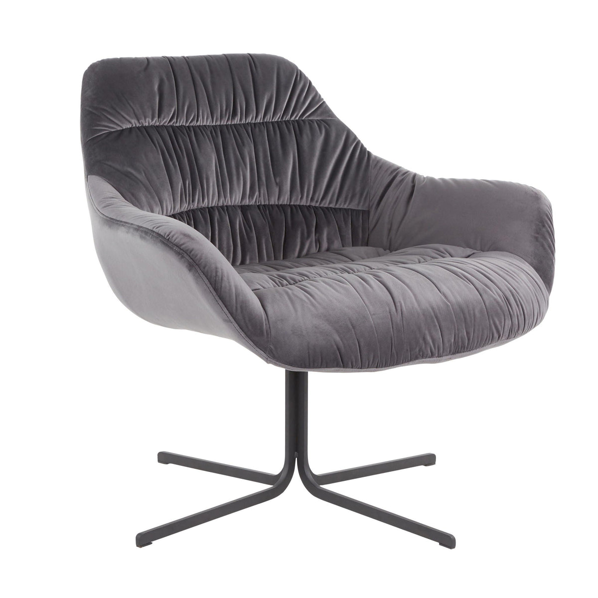 Contemporary swivel lounge chair dark gray velvet 360-degree rotation metal base HouseOfZazla on Tampa Home & Garden Store