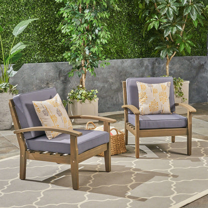 Two Peyton Club Chairs outdoor seating acacia wood dark gray by HouseOfZazla on Tampa Home & Garden Store