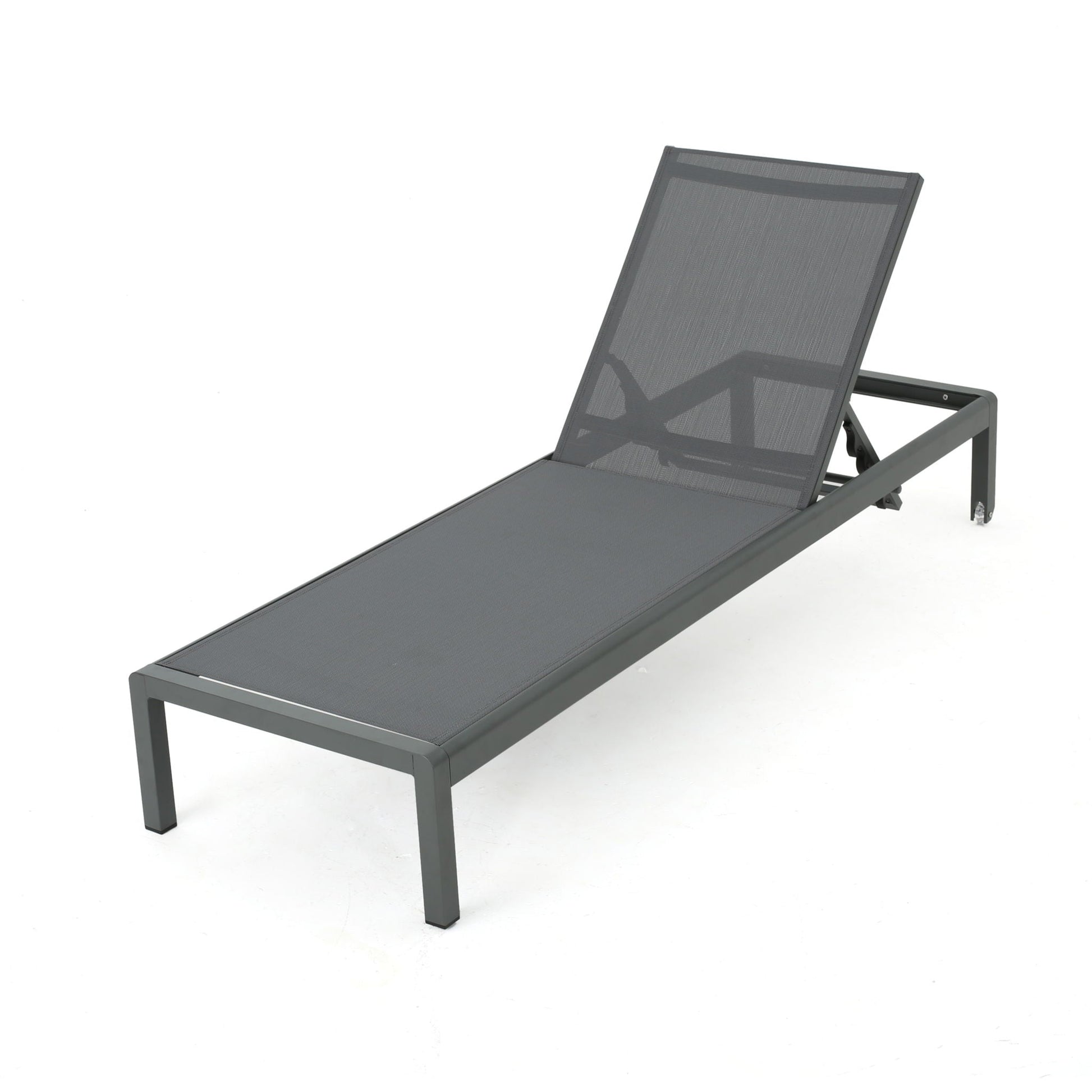 Outdoor Chaise Lounge 5-position recliner with gray mesh fabric by HouseOfZazla on Tampa Home & Garden Store