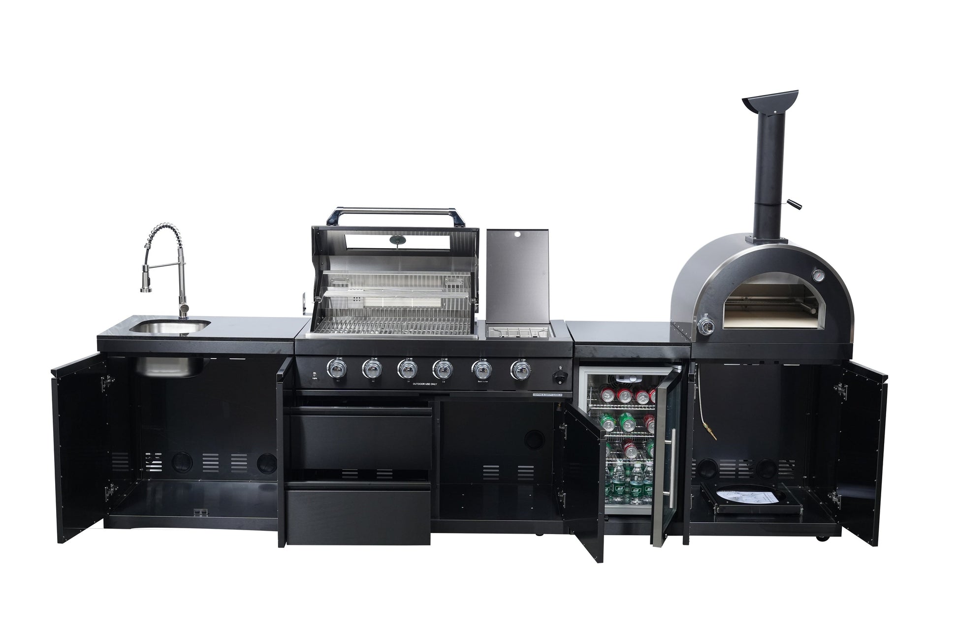 Black 125-Inch Double Stainless Steel Gas Outdoor Kitchen Barbecue Grill on Tampa Home & Garden Store
