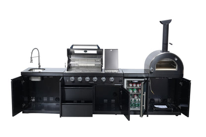 Black 125-Inch Double Stainless Steel Gas Outdoor Kitchen Barbecue Grill on Tampa Home & Garden Store