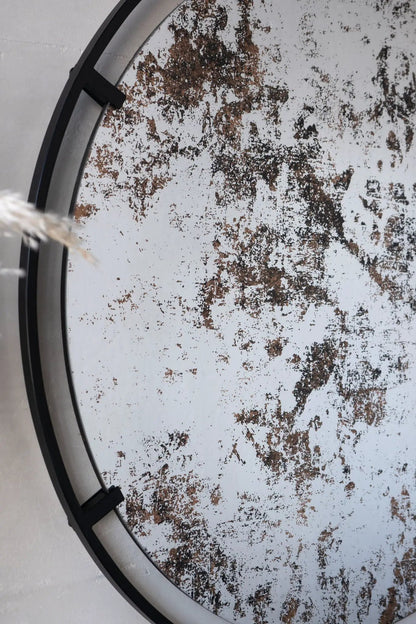 Theodor Round Mirror with Industrial Metal Frame