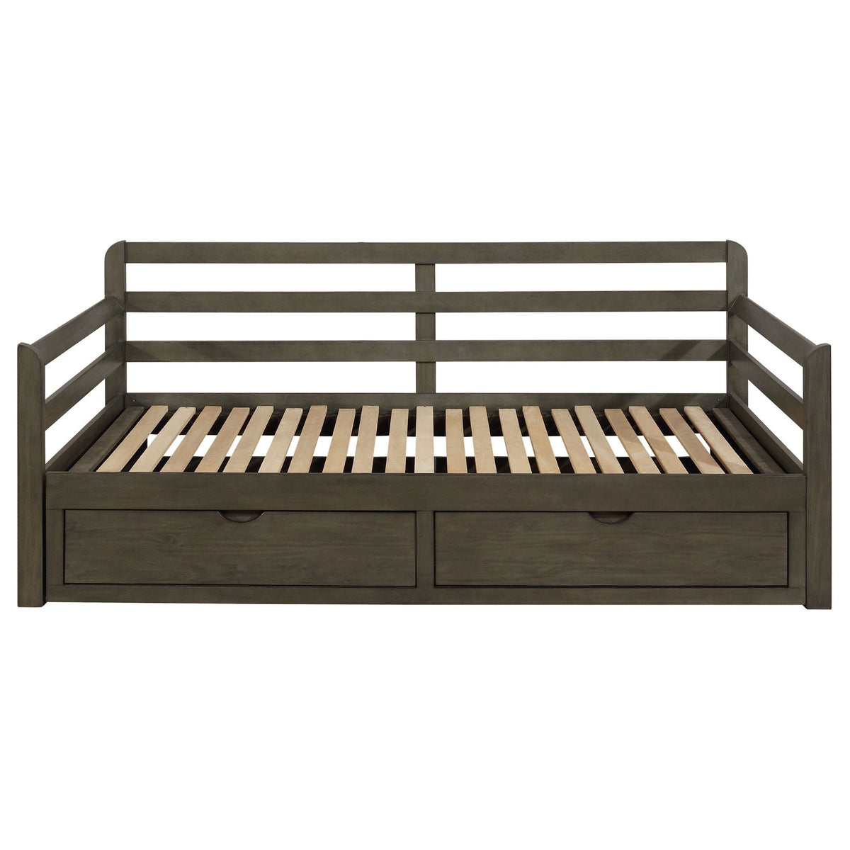 Twin Daybed With Trundle and Storage Drawers Gray