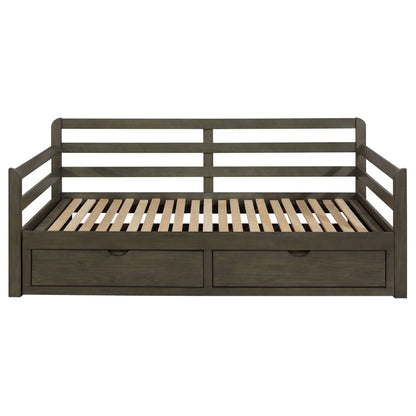 Twin Daybed With Trundle and Storage Drawers Gray