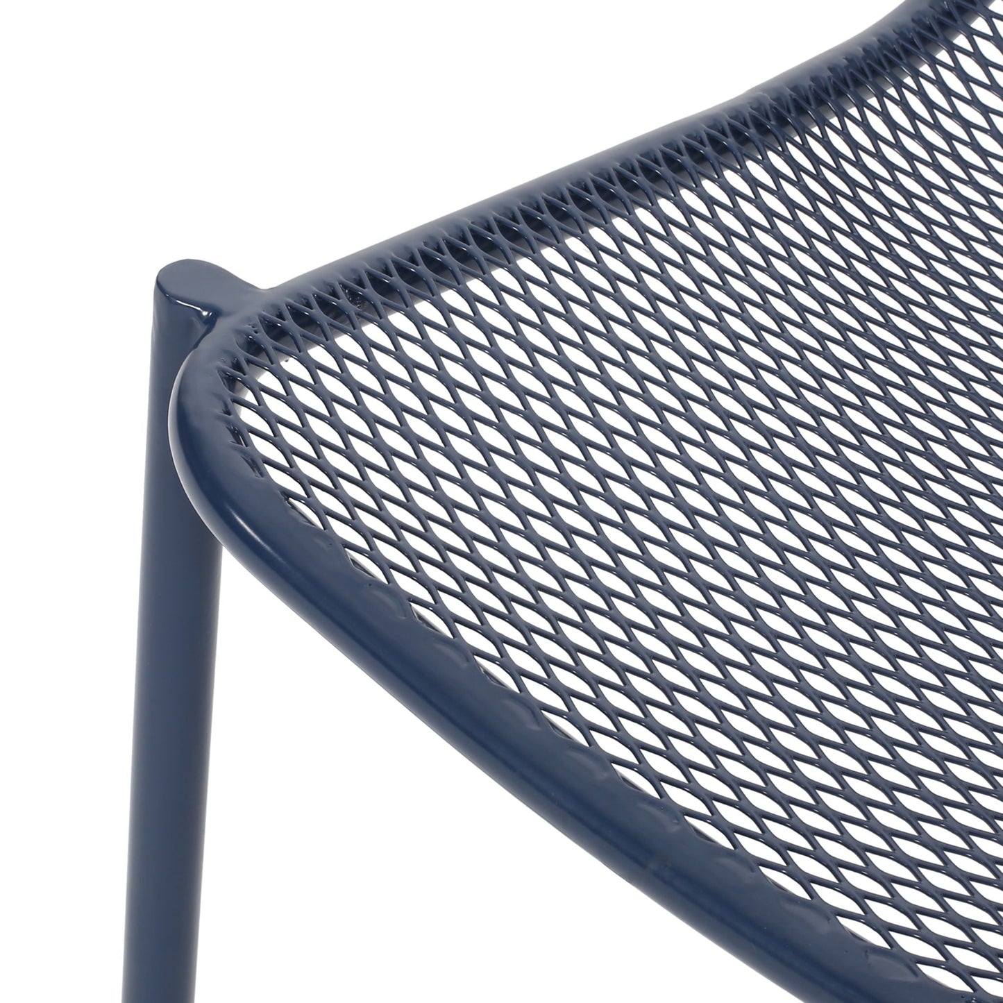Kincaid Stackable Iron Chair navy mesh armless outdoor chair on Tampa Home & Garden Store