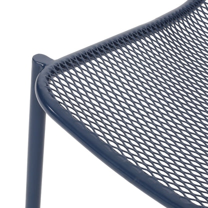 Kincaid Stackable Iron Chair navy mesh armless outdoor chair on Tampa Home & Garden Store