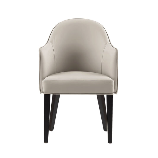 Hillman Modern Armchair beige leather, curved back, padded arms, black legs by HouseOfZazla on Tampa Home & Garden Store