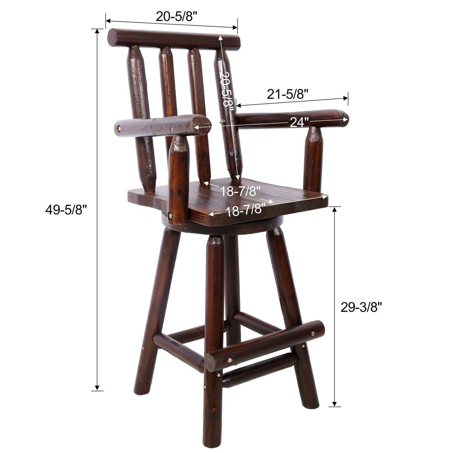 Rustic fir wood bar stool with wide armrests, bar-height 28-30", Unique Piece Furniture on Tampa Home & Garden Store