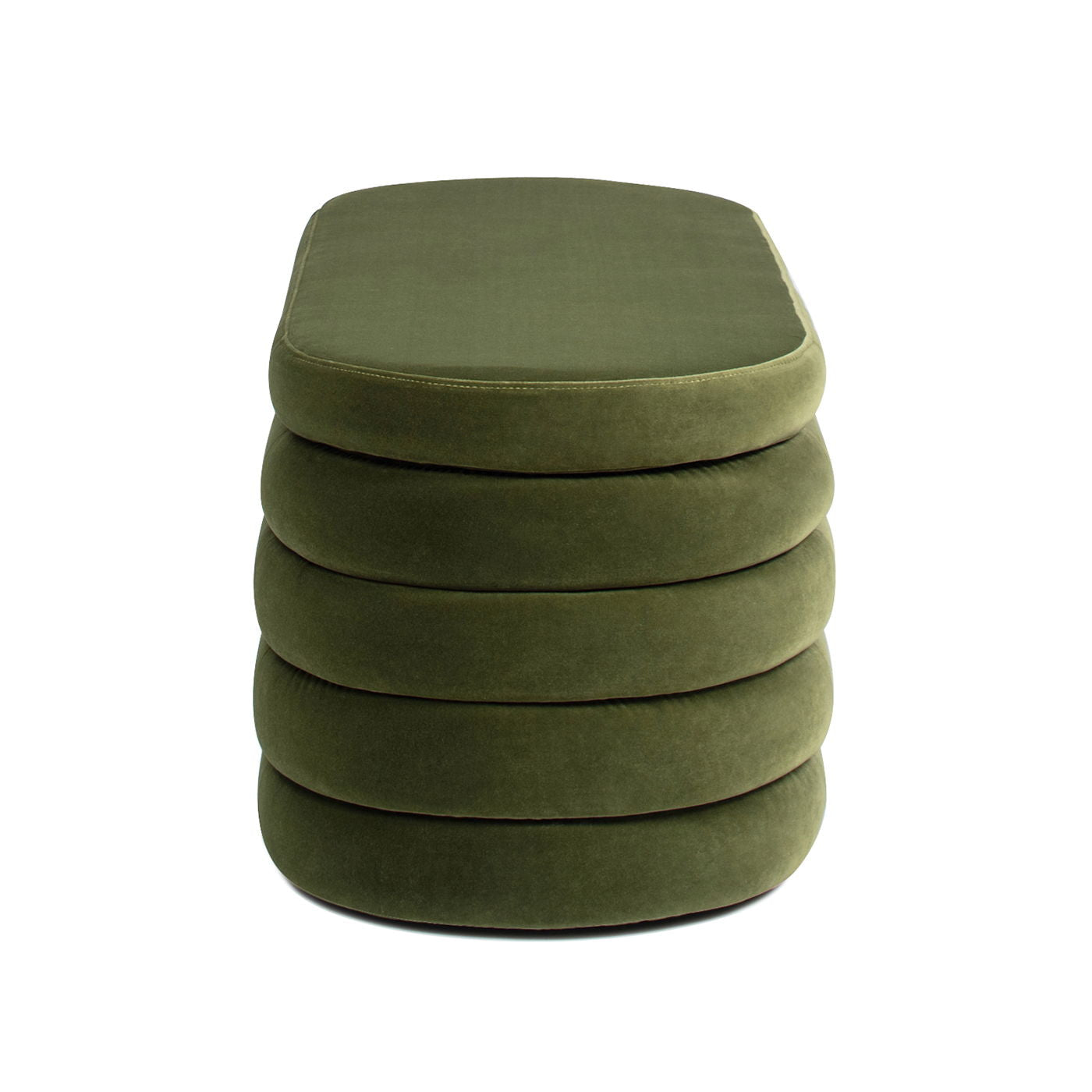 Fuji Upholstered Oval Storage Bench green velvet with stacked cushions by HouseOfZazla on Tampa Home & Garden Store