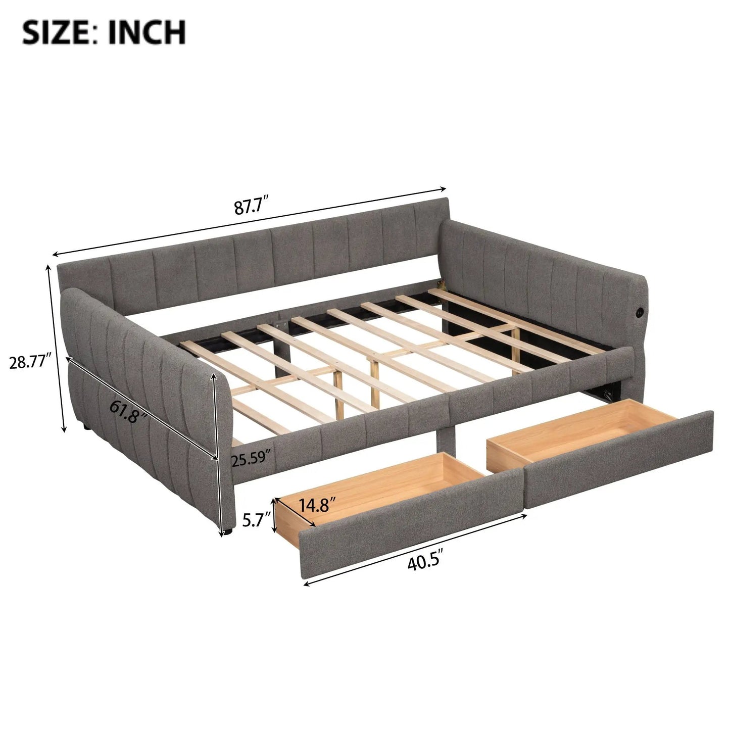 Upholstered Platform Bed With USB Charging Ports