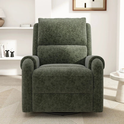 Manual recliner massage chair with swivel rocker in dark green fabric on Tampa Home & Garden Store