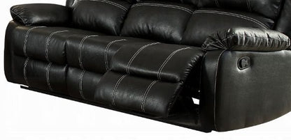 Zuriel synthetic recliner sofa in black faux leather with white stitching by HouseOfZazla on Tampa Home & Garden Store